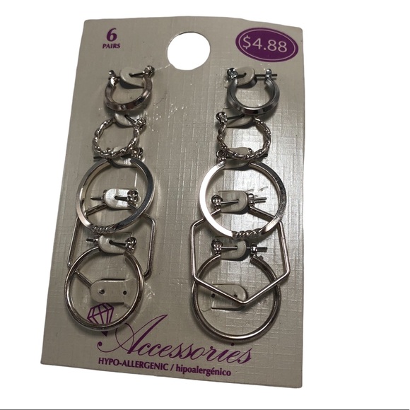Silver Tone Earrings Hoops Rose Gold Lot Many Sizes 8 pair Pierced Ears - Picture 3 of 3